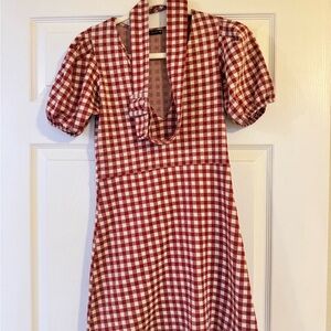 Zara Red and White Checkered Dress